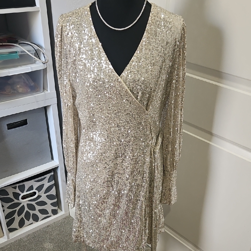 Gianni Bini Silver Sparkle Date Night Girls Night Fabulous Dress - Picture 12 of 12